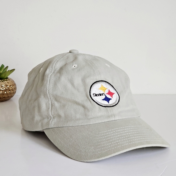 Vintage NFL Steelers Pittsburgh Hat Y2K Khaki Strapback Cotton Cap H12 - Picture 6 of 15